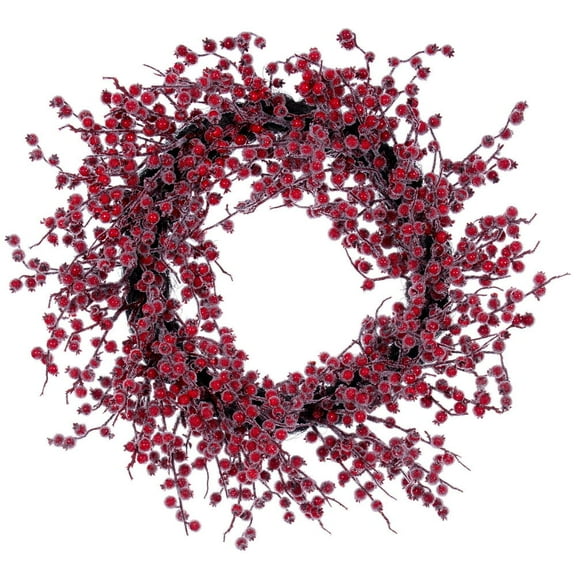 28" Winter Icy Red Berry Wreath