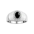 thumbnail image 1 of RYLOS Men's Rings Sterling Silver Classic Halo Of  Diamonds 7X5MM Oval Gemstone Ring Cabochon Onyx October Birthstone Rings For Men Size 10, 1 of 7