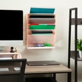thumbnail image 7 of Mind Reader 5-Tier Vertical File Storage, Desktop Organizer, Wall Mount, Office, Plastic, 13"L x 4.25"W x 16"H, Pink, 7 of 7