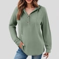 thumbnail image 2 of Towmus Women's Hoodie Oversized Waffle Knit Tops Henley Casual Shirts Long Sleeve Button V Neck Solid Color Casual Tunic Sweatshirt S-5XL, 2 of 7