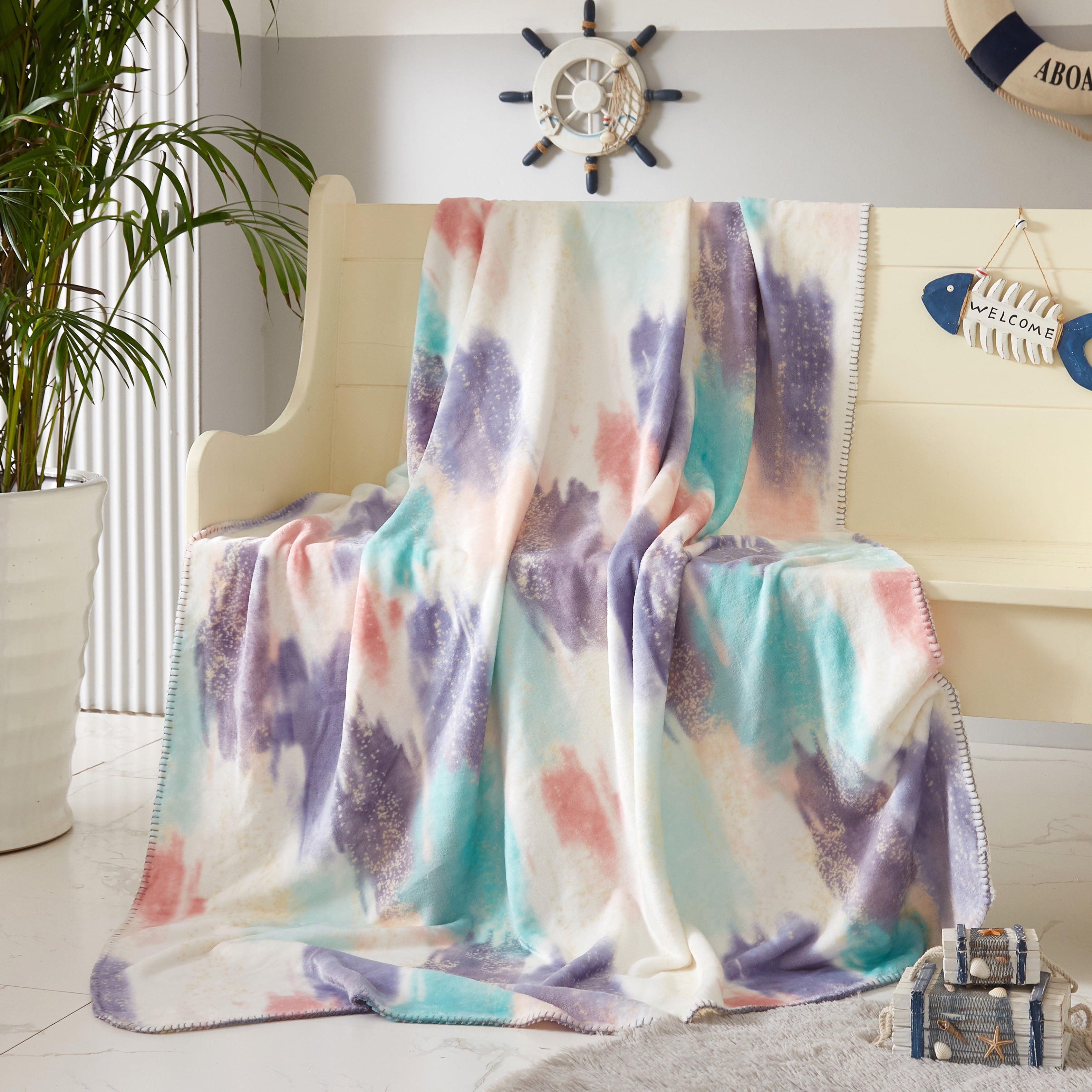 Mainstays Plush Throw Blanket, 50" x 60", Watercolor