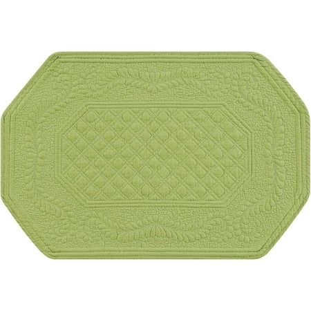 

Set of 4 PCS 13X19 Quilted Placemats Octagonal Green