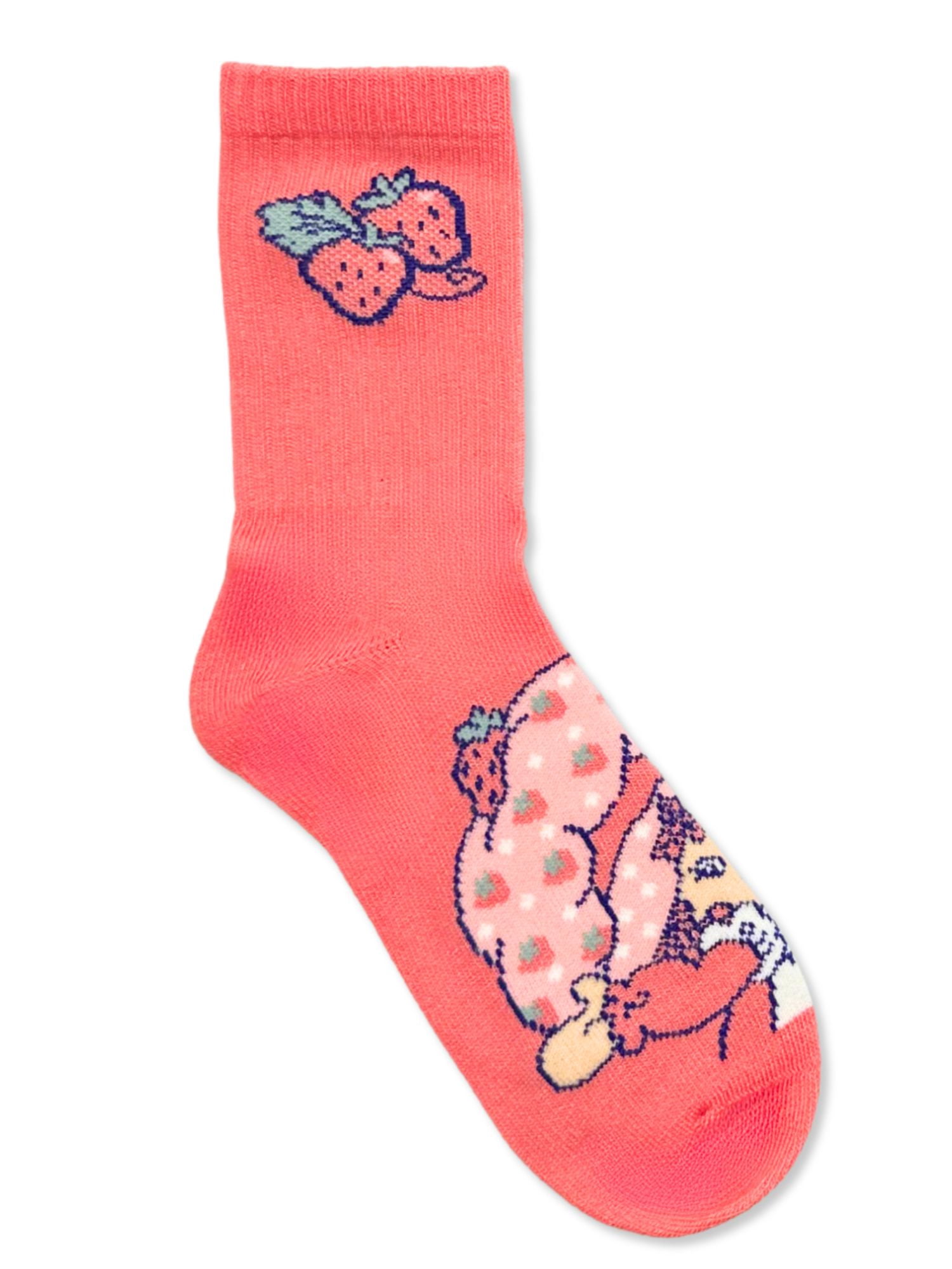 Strawberry Shortcake Girls Mid-Crew Socks, 3-Pack, Sizes S/M-M/L