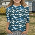 thumbnail image 2 of CLOISE Shirt Girls 3/4 Sleeve Boys Youth Crew Neck Tops Camouflage Outfits Fall Winter Clothes Blue 3-12T, 2 of 6