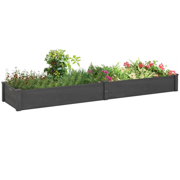 Outsunny Wooden Raised Garden Bed 2 Planter Box with Fabric Liner for Home Planting