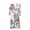 Ellen Tracy V-Neck Gathered Front Long Sleeve Multi Print Jersey Dress-FLORAL MULTI