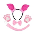 thumbnail image 3 of Diadema con Orejas de Cerdo, Cómoda de Llevar, Diadema con Orejas de Animales para Bailes de Máscaras Y Carnavales. El conjunto rosa incluye guantes., 3 of 9