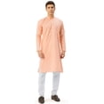 thumbnail image 1 of Cotton Kurta Pyjama Indian Traditional Printed Men (Peach, XXL), 1 of 6
