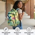 thumbnail image 3 of FKELYI 17 Inch Schoolbag for Girls Primary School Bookbag Kids Backpack with Multi-Pockets Lightweight Casual Daypack Hummingbird Flower Butterfly Print Travel Rucksack, 3 of 7