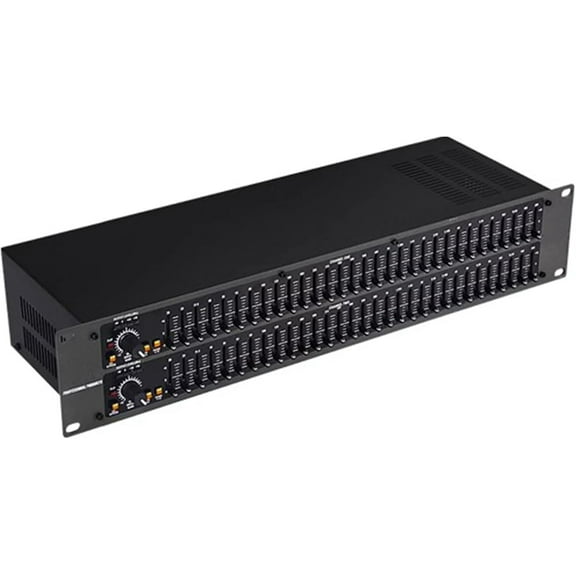 31-Band Stereo Graphic Equalizer, Audio Stereo Graphic Equalizer, Dual Channel Professional DJ Equalizer with Low/mid/treble Independent Adjustment and LED Light Display, for Home Audio