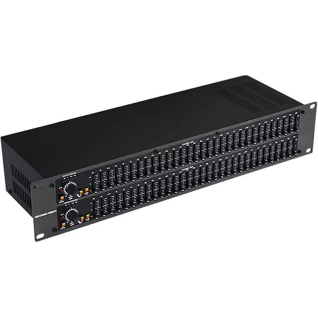 31-Band Stereo Graphic Equalizer, Audio Stereo Graphic Equalizer, Dual Channel Professional DJ Equalizer with Low/mid/treble Independent Adjustment and LED Light Display, for Home Audio