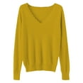thumbnail image 4 of IMENGL Women's spring solid short lace v neck pullover, Yellow L, Size M-2XL, 4 of 4