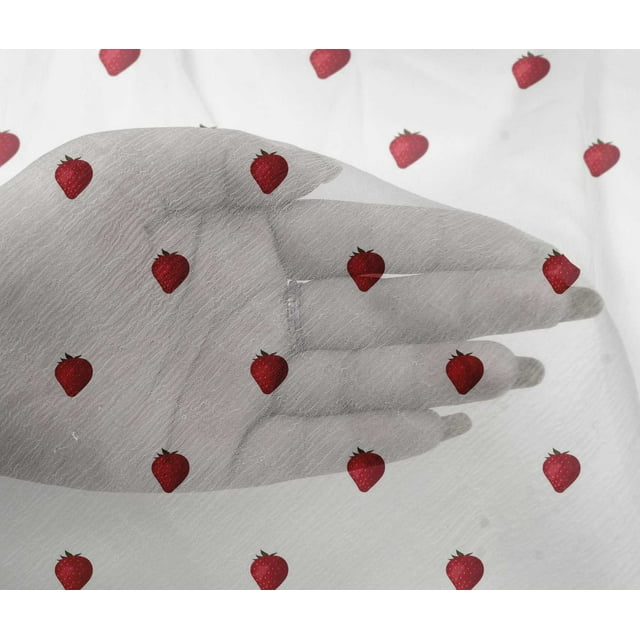 oneOone Viscose Chiffon Fabric Strawberry Fruit Print Sewing Fabric BTY 42 Inch Wide
