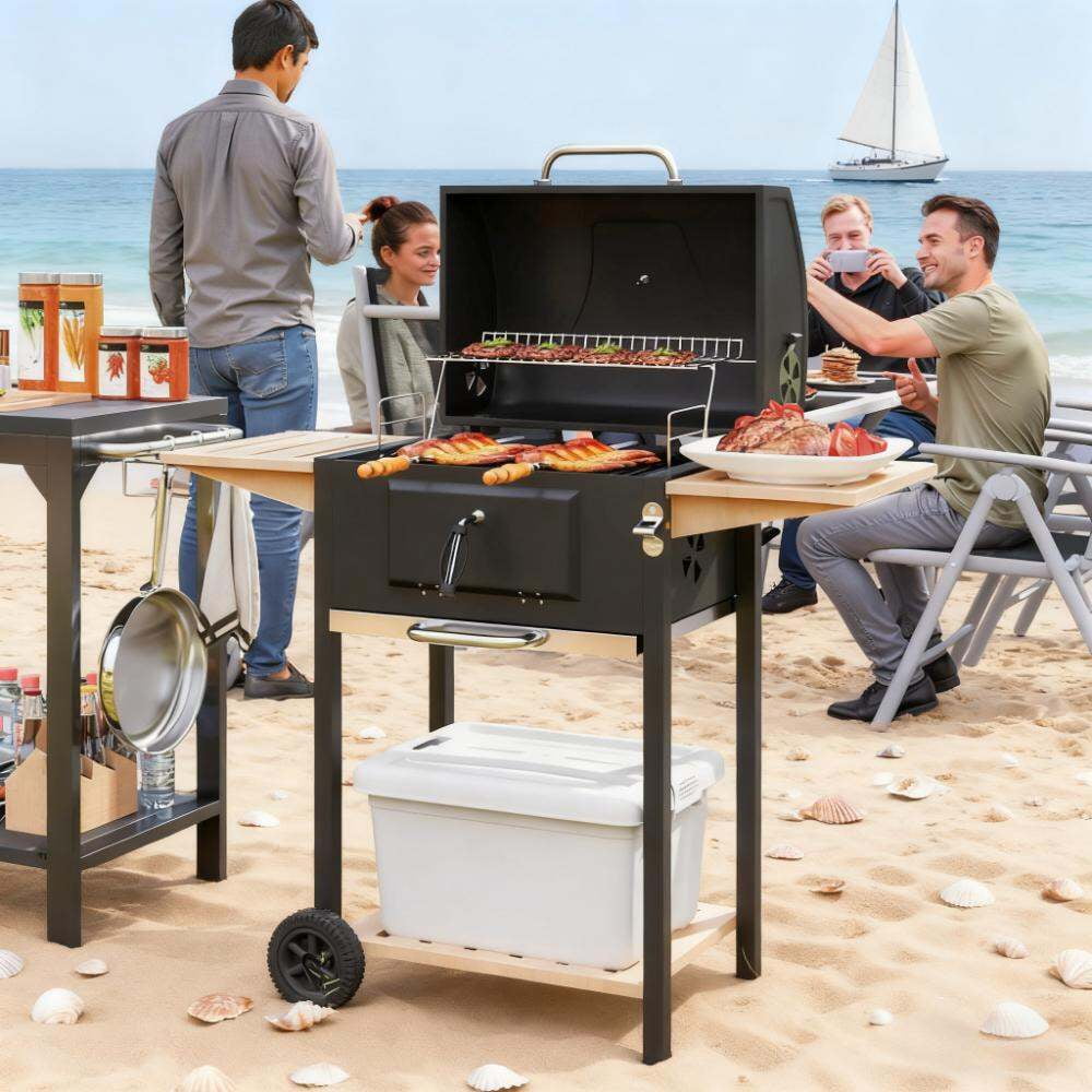 Outdoor Grill, Charcoal BBQ Grill Black, Black BBQ Grill,Stainless Steel Tabletop Grill, Garden & Outdoor BBQ Grills & Outdoor Cooking