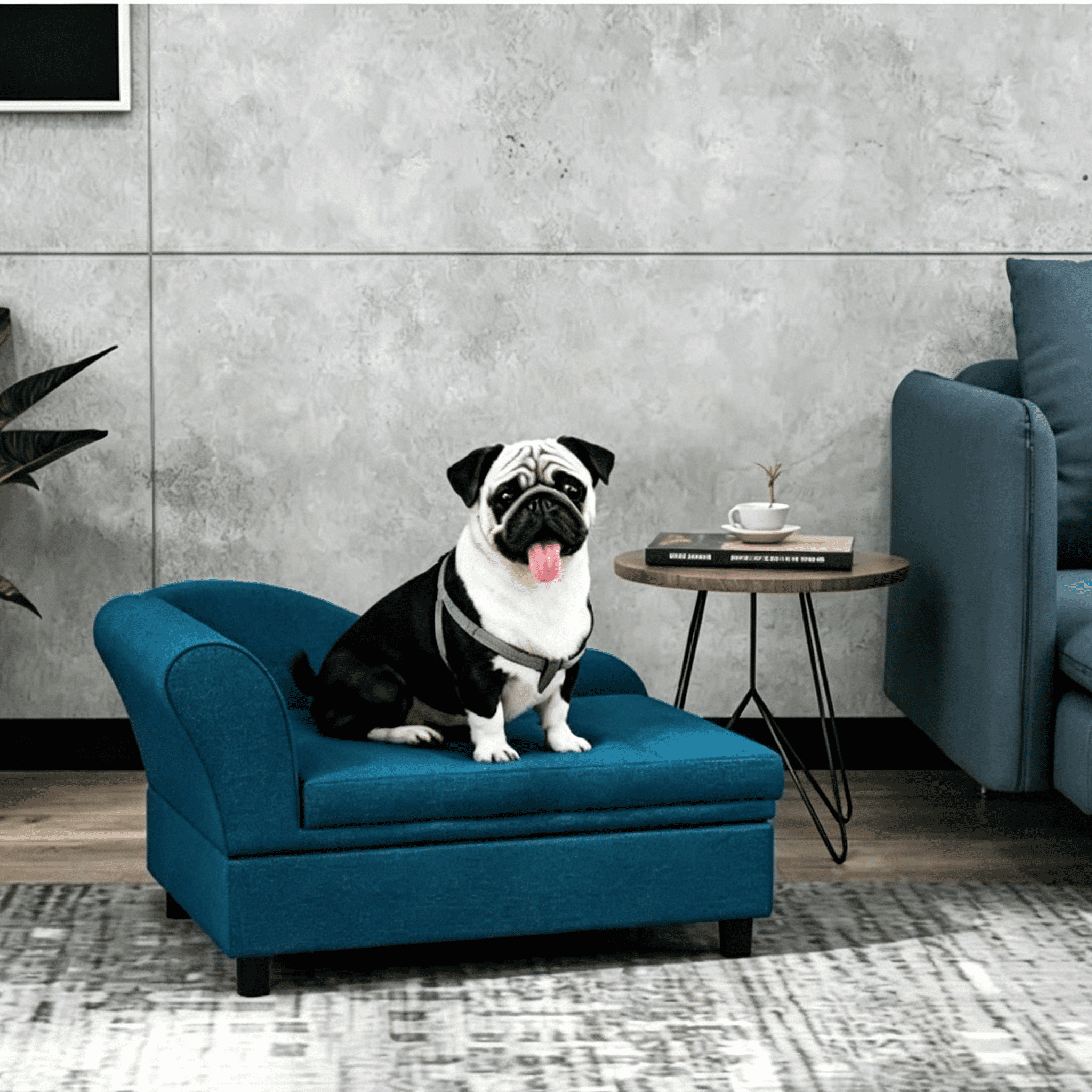Pet Sofa Dog Sofa for Small Dogs with Storage, Dark Blue
