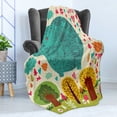 thumbnail image 4 of Animal Soft Flannel Fleece Throw Blanket, Illustration Animal Happy World Trees Leaves Hearts Love Children Artwork, Cozy Plush for Indoor and Outdoor Use, 50" x 60", Multicolor, by Ambesonne, 4 of 5