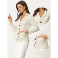 thumbnail image 2 of DARING DIVA Women's Faux Suede Lapel Collar Button Down Blazer XL Beige, 2 of 6