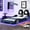 Blue, variant on LED Lighting, Pine Wood Bed, Twin - Soothing Glow for Bedroom with Race Car Bed