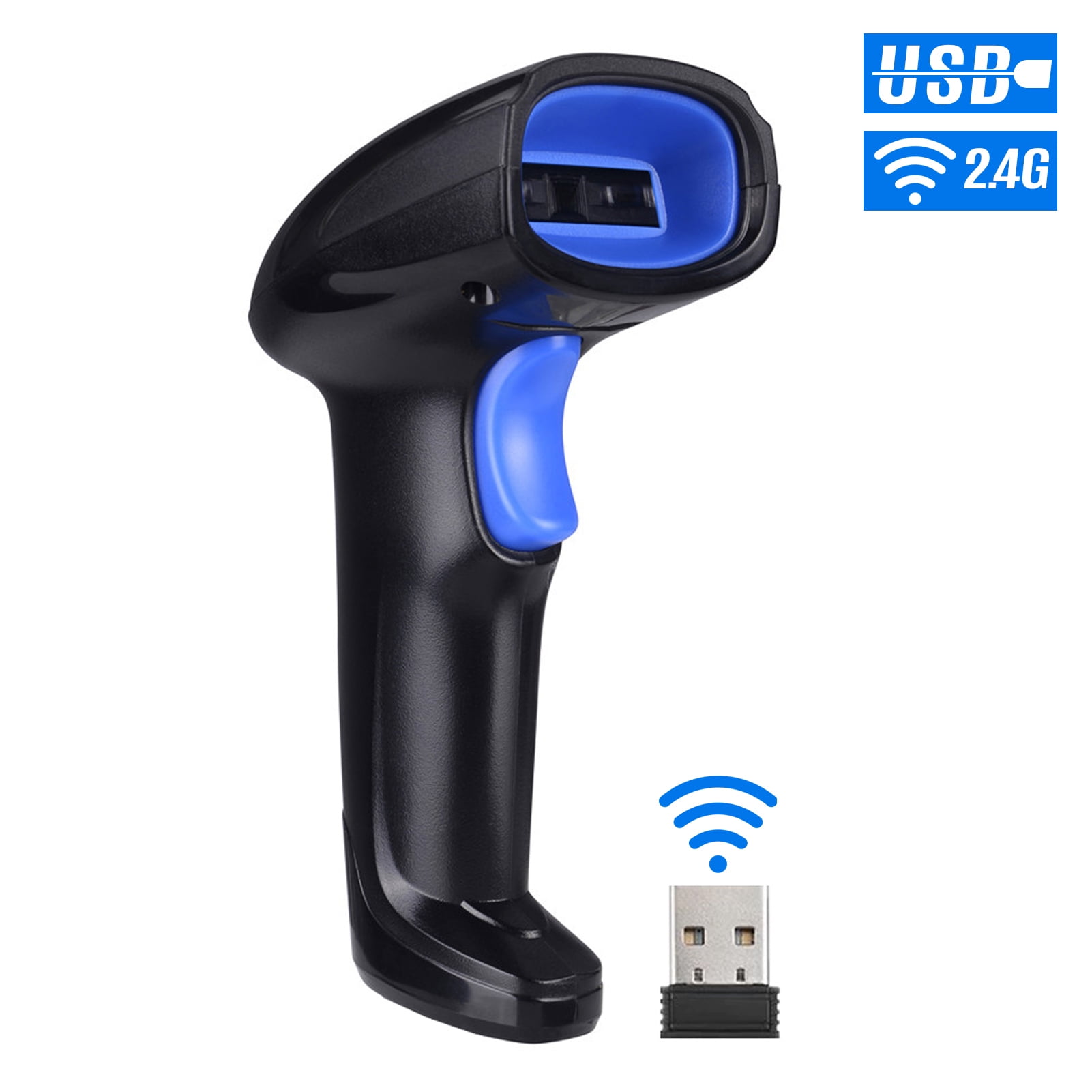 BAOSHARE Wireless Barcode Scanner with USB Cradle Receiver Charging Base WX-B-2D 1Pack 433MHz Handheld 1D/2D/QR Cordless Barcode Reader UP to 1000Ft Transmission Range