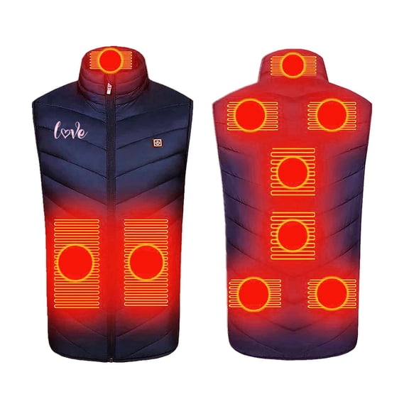 LpwkSSA Classic Heated Vest for Men Three Control 9 zone Constant Temperature Coat with Battery Pack Rechargeable Electric Print Outdoor Vest Navy XXXXL