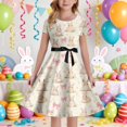 thumbnail image 2 of XEGLSBU Dresses for Girls Sparkly Easter Print Girls Sleeveless Dress Back Elastic Zipper for Casual Outdoor Daily Wear (White-B Size 5-6 Years), 2 of 4