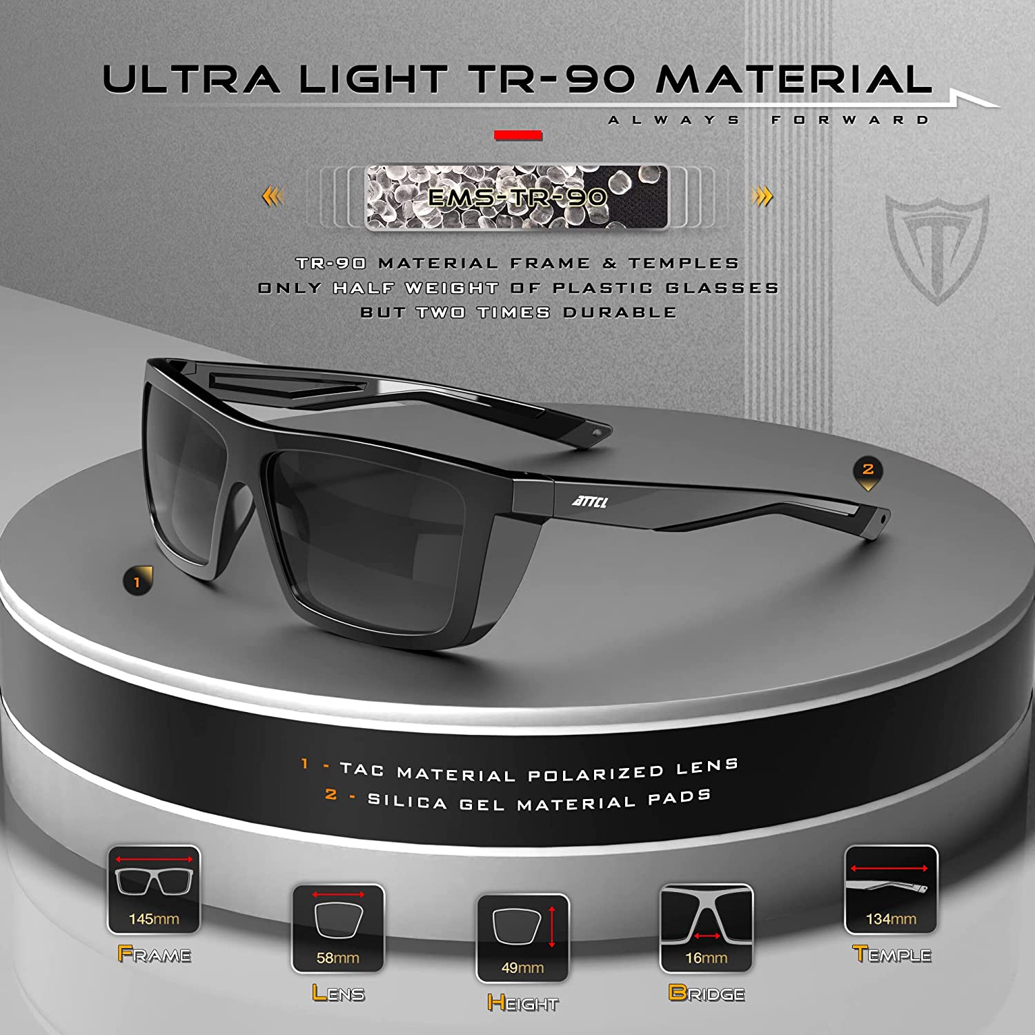 ATTCL Mens Fashion Polarized Sunglasses for Men Sports Fishing glasses 1124 Back-All