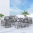 thumbnail image 4 of CozyHom 3-Seat Outdoor Aluminum Patio Sofa, All-Weather Modern Metal Couch With Removable, Water-Resistant Cushions, Gray, 4 of 10