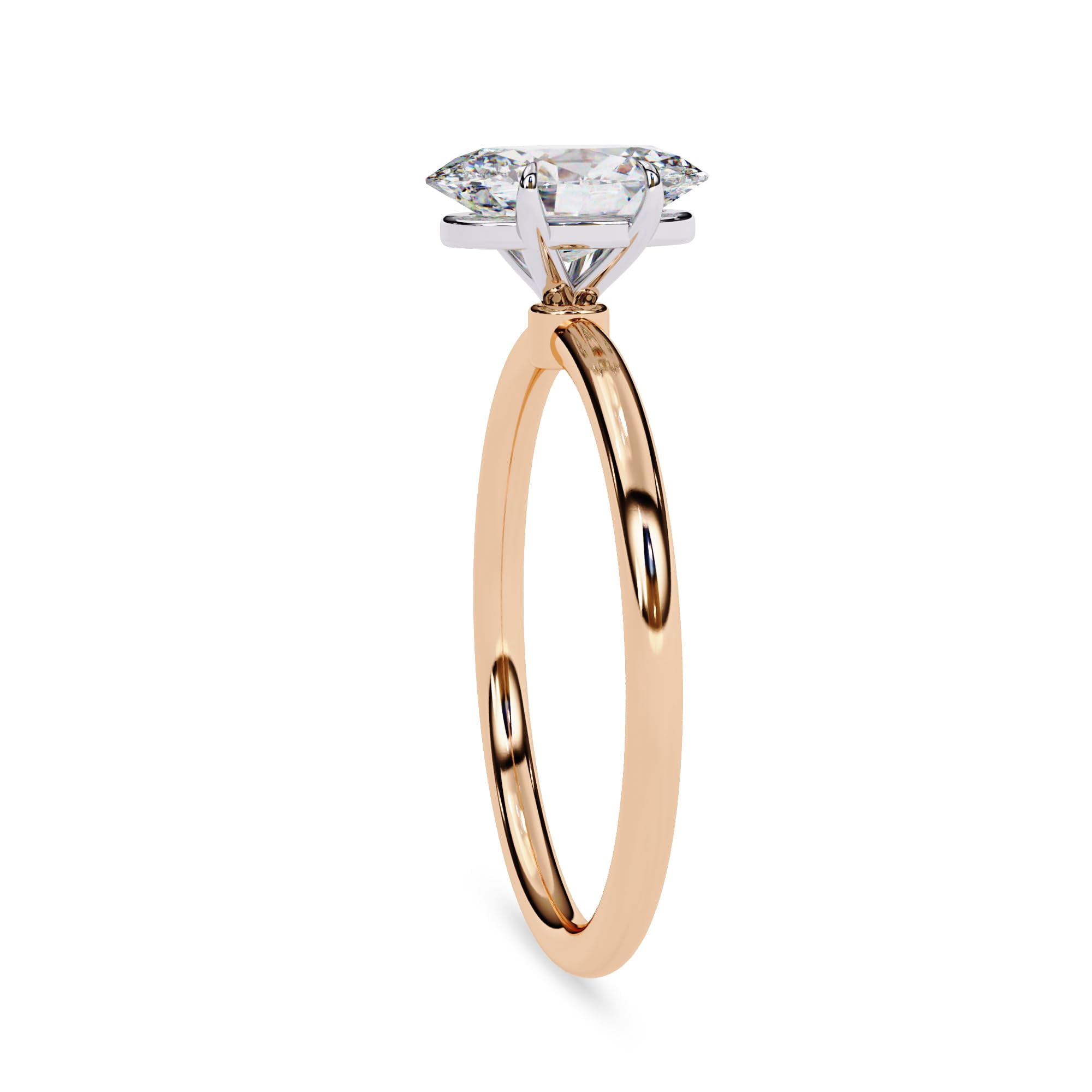 AFFY Solitaire Engagement Rings For Women, Center 9x6mm Oval Cut Lab Created Moissanite Wedding Anniversary Ring in 14K Solid Rose Gold Size-5