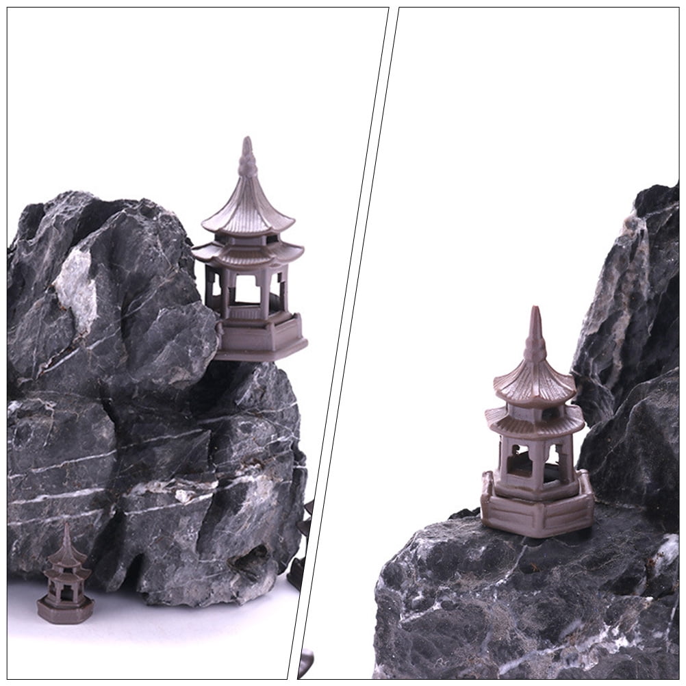 2 pcs  Decorative Pavilion Model Adornment Fish Tank Ornament Aquarium Accessory