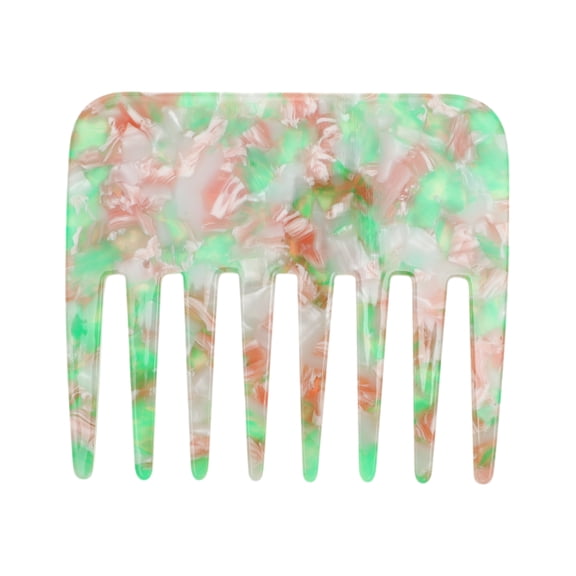 Unique Bargains 1 Pc Portable Marble Wide Tooth Comb for All Hair Types Styles Green