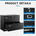 thumbnail image 4 of Fesbos Lateral File Cabinets with Lock,2 Drawer 36" Wide Metal Filing Cabinets, Hanging Letter/Legal/F4/A4 Size, Assembly Required - Black, 4 of 10