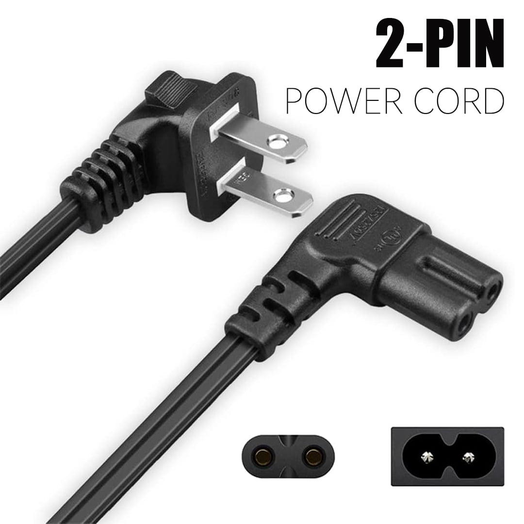 NEMA 1-15P to IEC 320 C7 Right Angle Power Cord, 90 Degree Polarized 8-Figure AC Power Cable [2FT, 18AWG] for PS5, Xbox, Monitor, TV, Projector, PC, Printer, Speaker - UL/ETL Listed, Flexible (0.6M)