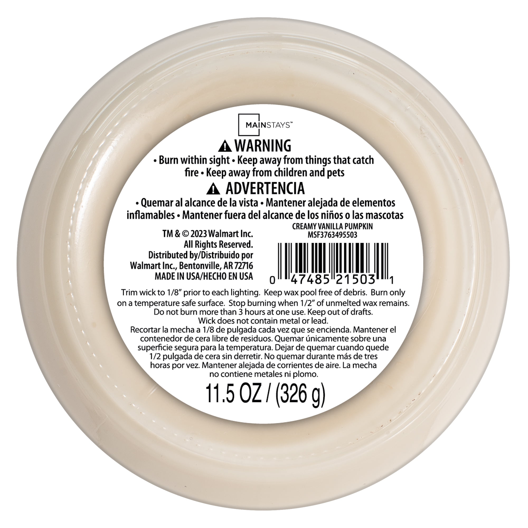 Mainstays Creamy Vanilla Pumpkin 3-Wick Jar Candle, 11.5 oz