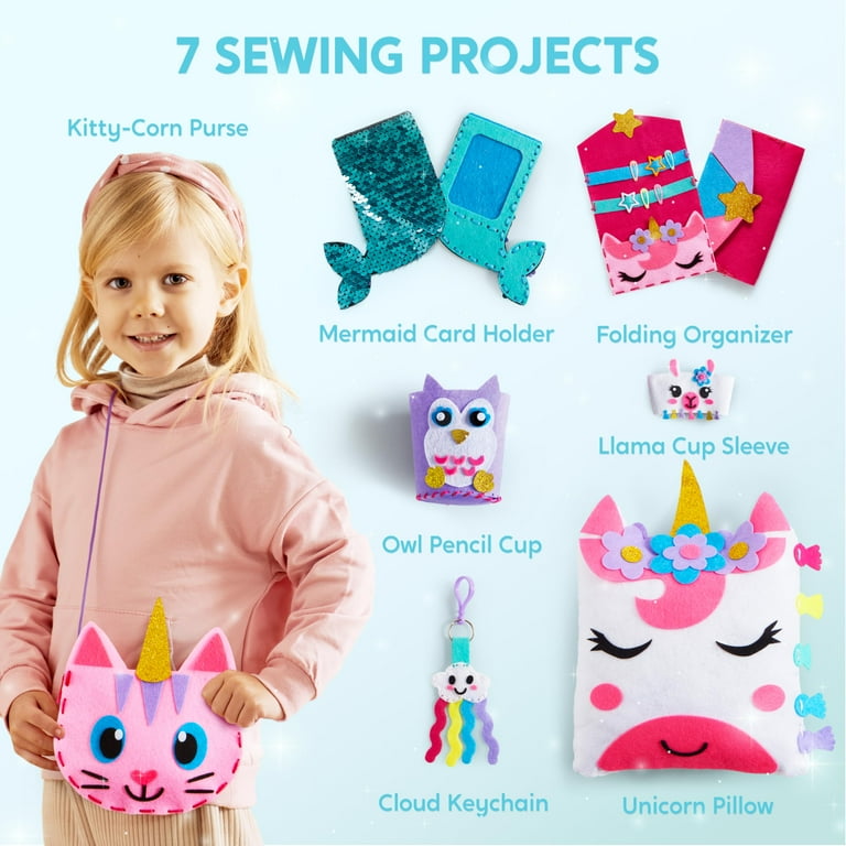 Joyfy 7 Sewing Projects Felt Sewing Kit for Kids, Magical Unicorn