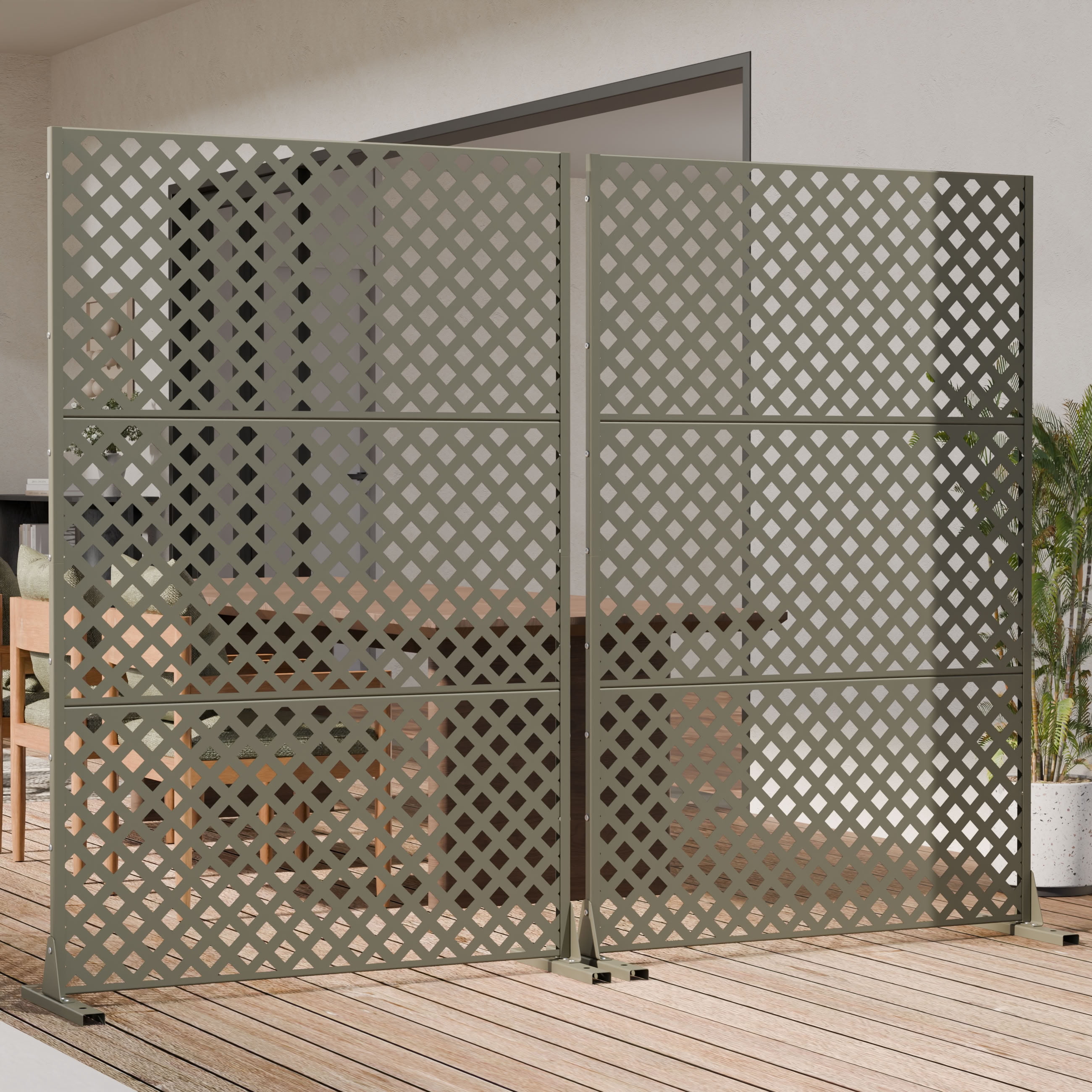 MAYEERTY 72*47in Outdoor Privacy Screen, Contemporary Style Metal Privacy Panel, Privacy Divider for Patio, Balcony, Backyard, Garden
