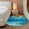 thumbnail image 3 of Summer Sea Round Living Room Rugs 6 ft, Underwater Blue Ombre Ocean Waves Seascape Sand Washable Area Rug with Non-Slip Sturdy Edge Binding Round Carpet for Kitchen Office Bedroom, 3 of 9