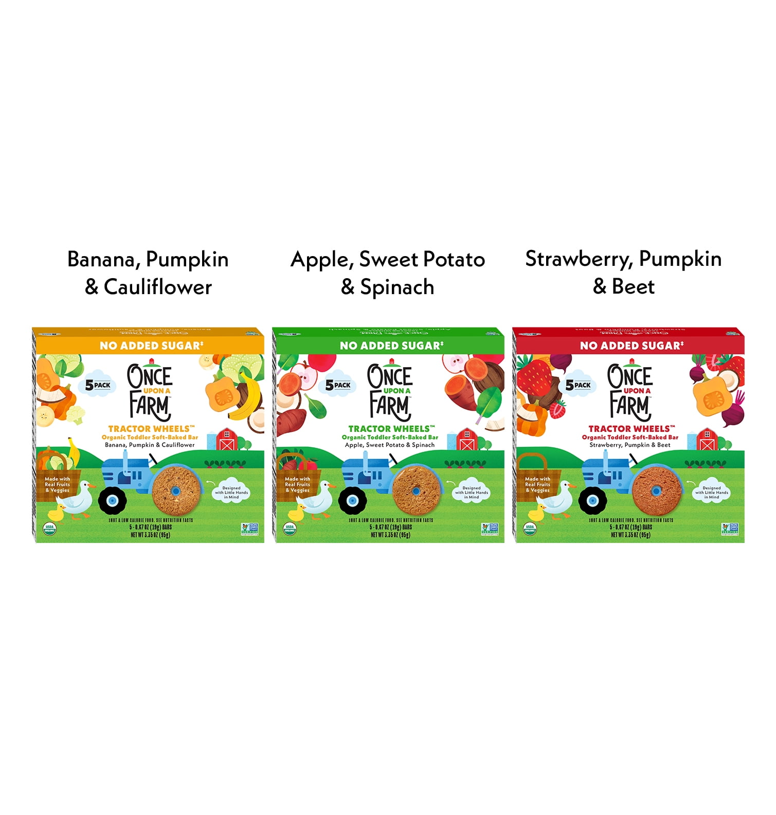 Once Upon a Farm Organic Baby & Toddler Snack Sampler, Puffs, Coconut Melts, Tractor Wheels, Made with Real Fruit & Veggies, No Added Sugar, Non-GMO, 9 Count