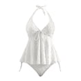 thumbnail image 5 of BOOMNY Womens Tankini Sets 2 Peice Lace Swimsuit For Women Solid Color Swimwear Tummy Control High Waist Cozy Soft Bathing Suits, 5 of 5