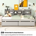 thumbnail image 3 of Bellemave Twin Size Platform Bed with Bookcases and Drawers Space Saving Twin Storage Platform Bed Frame with Built-in Shelves for Teens No Box Spring Needed, Gray, 3 of 11