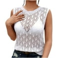 thumbnail image 4 of Ltctricy Women's Crochet Tank Tops Crew Neck Hollow out Sleeveless Knit Sweaters Lightweight Summer Tops, 4 of 7