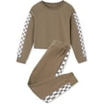 thumbnail image 5 of SANMIO Toddler Girl Clothes 2 Piece Outfits Girls Tracksuit Activewear Long Sleeve Checkered Sweatshirts+Sweatpants, 5 of 8
