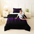 thumbnail image 4 of Homewish Purple Neon Stripes Twin Comforter Sets,Abstract Geometric Bedding Set,Black Reversible,2 Pieces,1 Comforter and 1 Pillowcase, 4 of 7