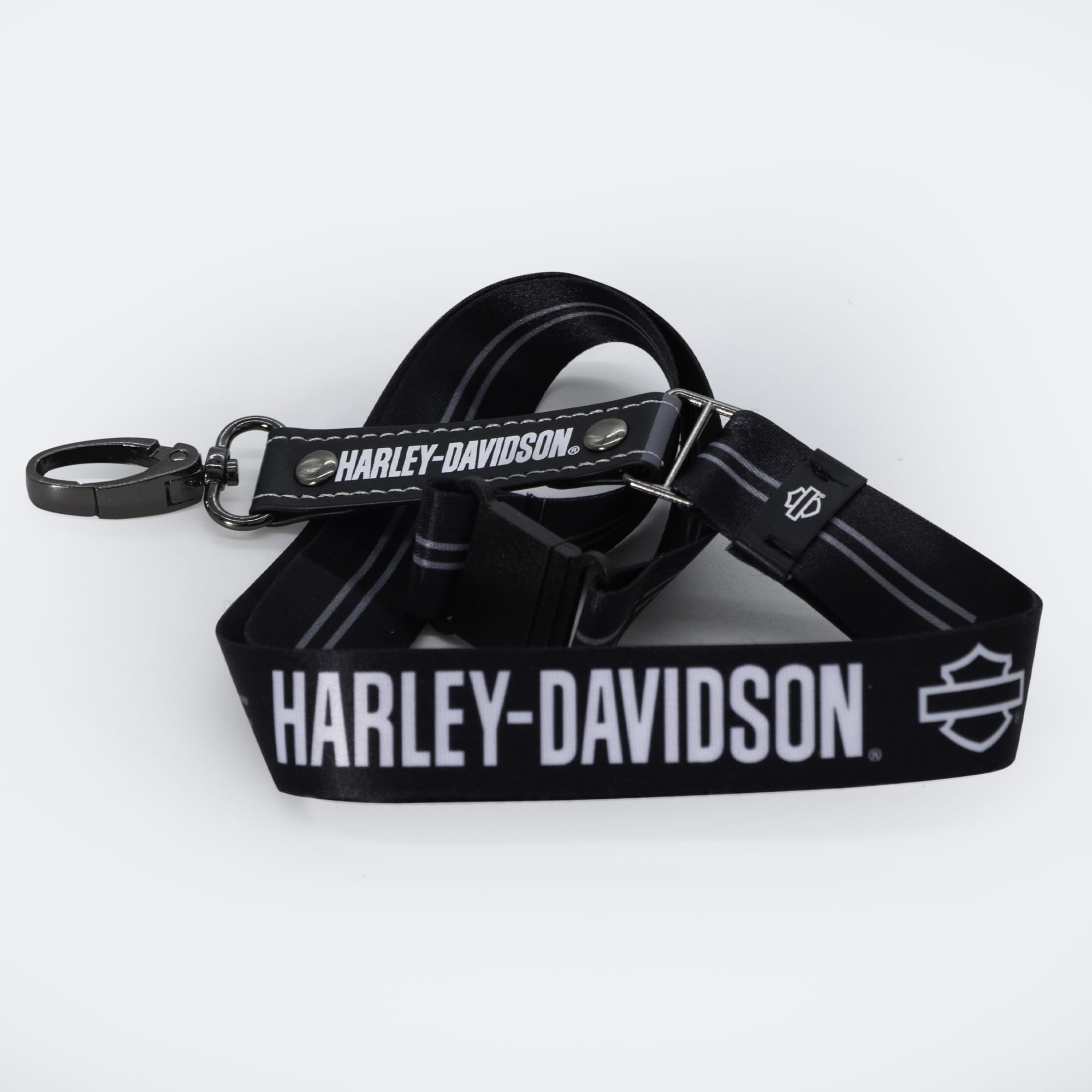 Harley-Davidson Bar & Shield Text Logo Lanyard, Black & White, Harley Davidson