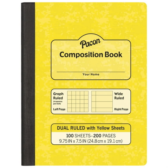 Composition Book, Wide/legal Rule, Yellow Cover, 9.75 X 7.5, 100 Sheets | Bundle of 5 Each
