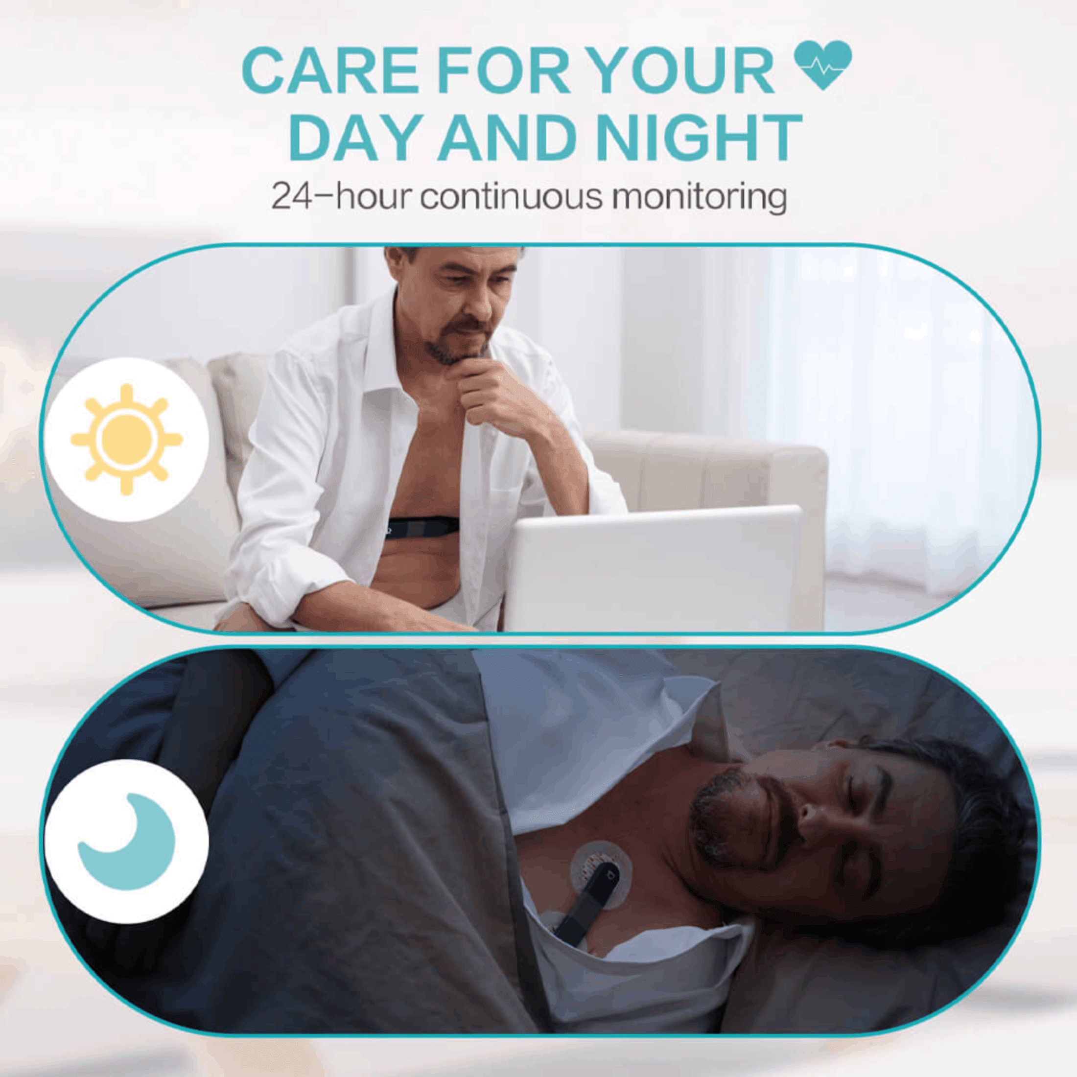 Livenpace Heart Health EKG ECG Monitor,24 Hours AI ECG Monitor with Free AI Analysis and PC Report,Home EKG Heart Health Recorder, HHM1