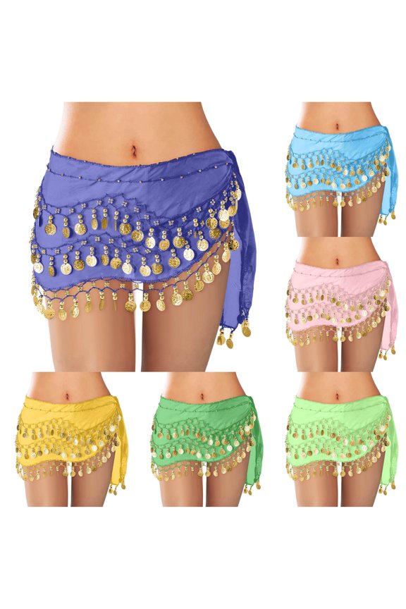 Women's Belly Dance Scarf Wrap Skirt Waistband Flowy Bohemian Gypsy Skirt For Performances And Parties Satin Skirt, Size One Size