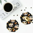 thumbnail image 5 of Balery 4 Pcs Cat Skulls And Flowersleather Coasters Set, Drink Table Cup Coasters For Living Room Kitchen Coffee Decor, 5 of 9