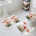 thumbnail image 3 of Fall Floral Bathroom Rugs Set Watercolor Vintage Orange Pink Gradient Flower Green Plant Leaf Non Slip Absorbent Bath Mats 3 Piece Set, U-Shaped Floor Mat, Toilet Seat Cover Large Size, 3 of 9