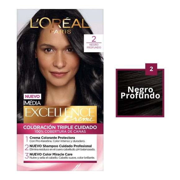 Tinte para cabello L'Oréal Imédia Excellence creme 2 negro profundo