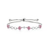 Gem Stone King 925 Sterling Silver Keren Hanan Women Adjustable Infinity Tennis Link Bracelet Round Pink Created Moissanite and Created Sapphire White 2.05cttw